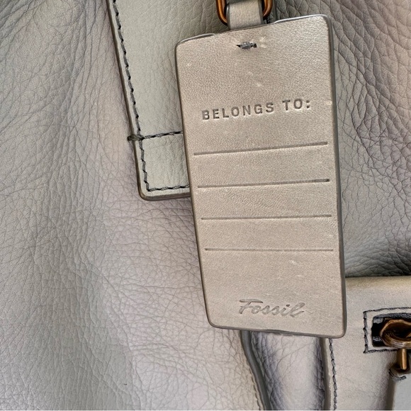 Genuine vintage FOSSIL sky blue leather tote bag with shoulder strap - Picture 11 of 13